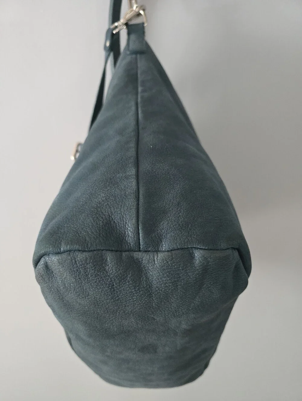 Gianni Chiarini Large Teal Blue Italian Leather Hobo Bag Silver Hardware